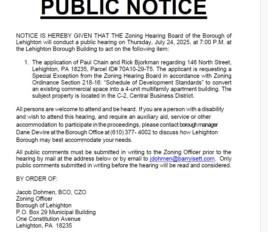 Lehighton Borough Carbon County, Pennsylvania